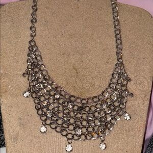 Vintage  Silver Necklace with Crystal Accents 12” from Neiman